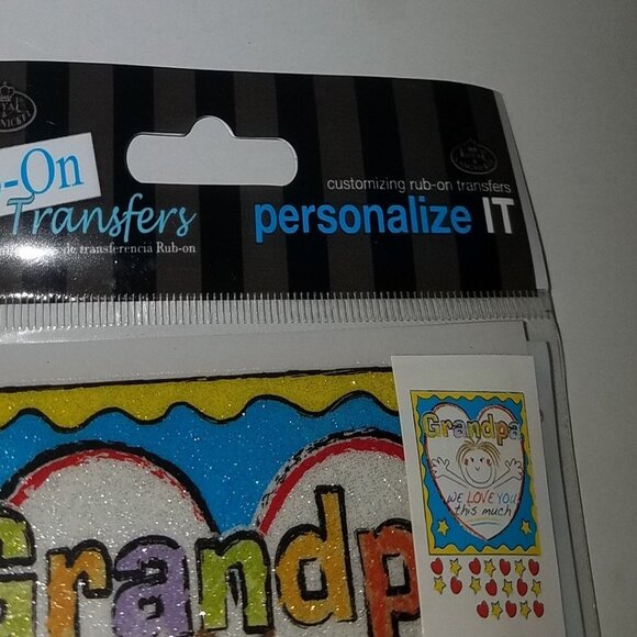 Grandpa We Love You This Much Craft Glitter Personalize It EZ Rub-On Transfers - Picture 3 of 6